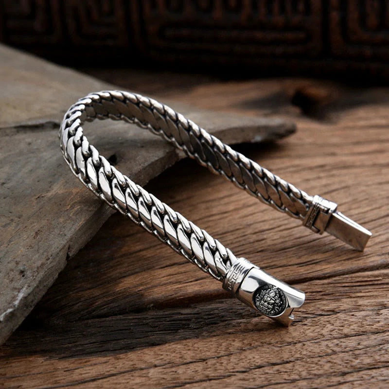 Buddha Stones Wide Chain Copper Braided Luck Cuban Bracelet