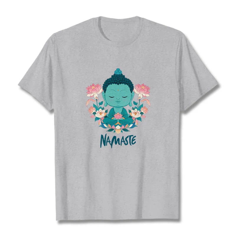 Buddha Stones NAMASTE Buddha Lotus Meditation Tee T-shirt