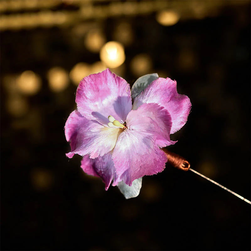 Buddha Stones Handcrafted Silk Art Velvet Flower Iris Flower Brooch