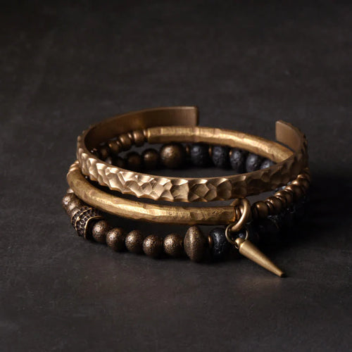 Buddha Stones Lava Rock Stone Copper Balance Cuff Bracelet Bangle (Extra 30% Off | USE CODE: FS30)