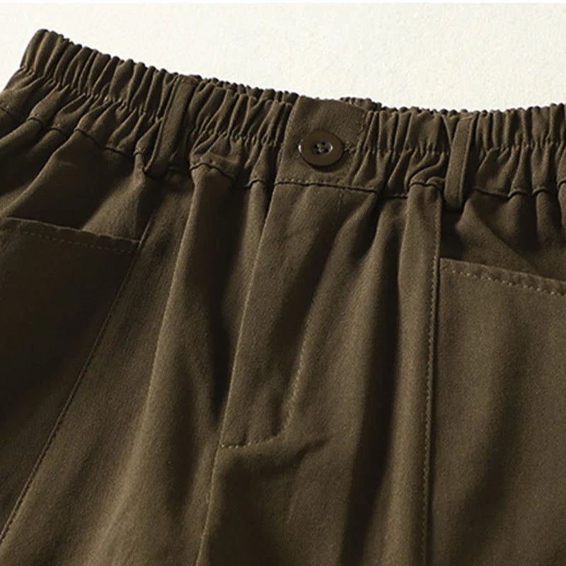 Buddha Stones Fall Simple Lines Button Zipper Design Ankle-Length Cotton Women's Harem Pants With Pockets