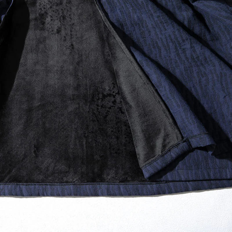Buddha Stones Fall Simple Cotton Fleece Lined Men's Mid-length Coat Clothing (Extra 30% Off | USE CODE: FS30)