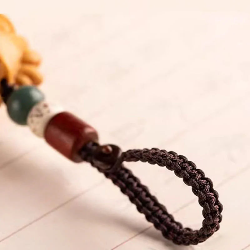 Buddha Stones Year Of The Horse Red Sandalwood Star Moon Bodhi Seed Blessing Key Chain