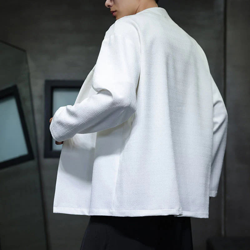 Buddha Stones Spring Fall Solid Color Long Sleeve Men's Jacket