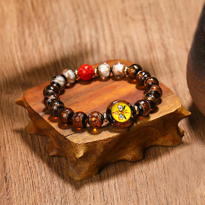 Buddha Stones Tibetan Five God of Wealth Thangka Liuli Glass Bead Chinese Zodiac Protection Bracelet (Extra 35% Off | USE CODE: FS35)