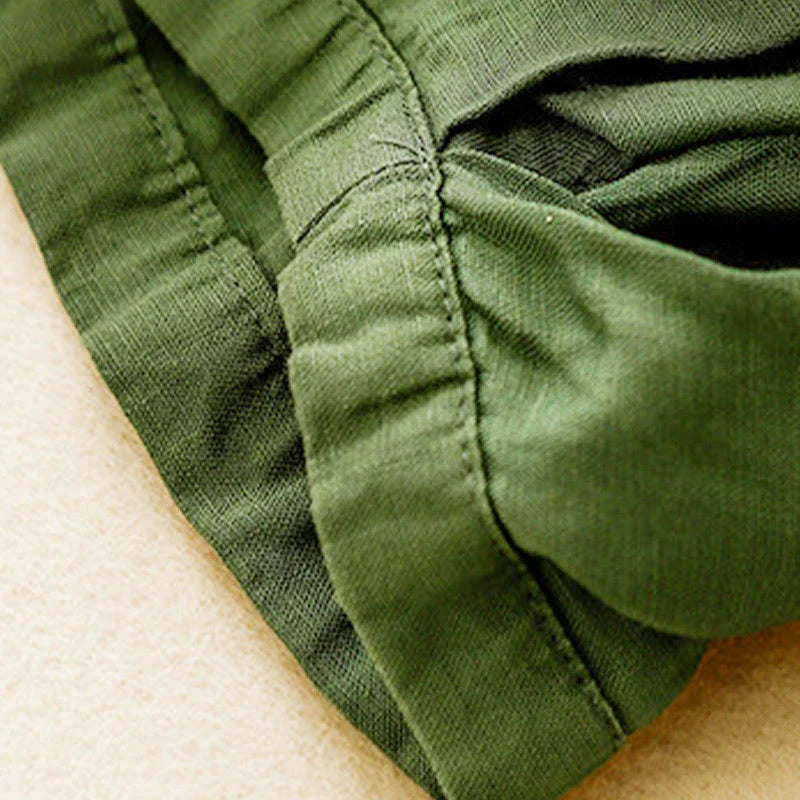 Buddha Stones Summer Elastic Waist Cotton Women's Capri Cropped Harem Pants With Pockets