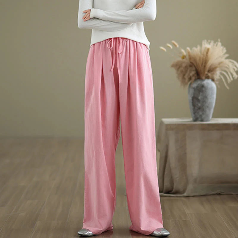 Buddha Stones Casual Straight-leg Women's Cotton Pants With Pockets