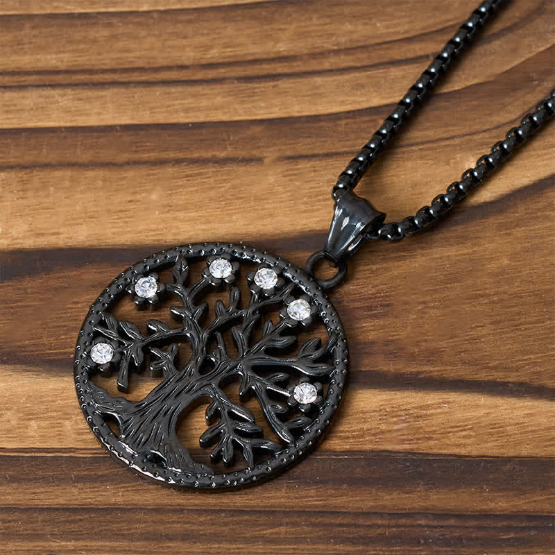 Buddha Stones The Tree Of Life Titanium Steel Creation Necklace Pendant