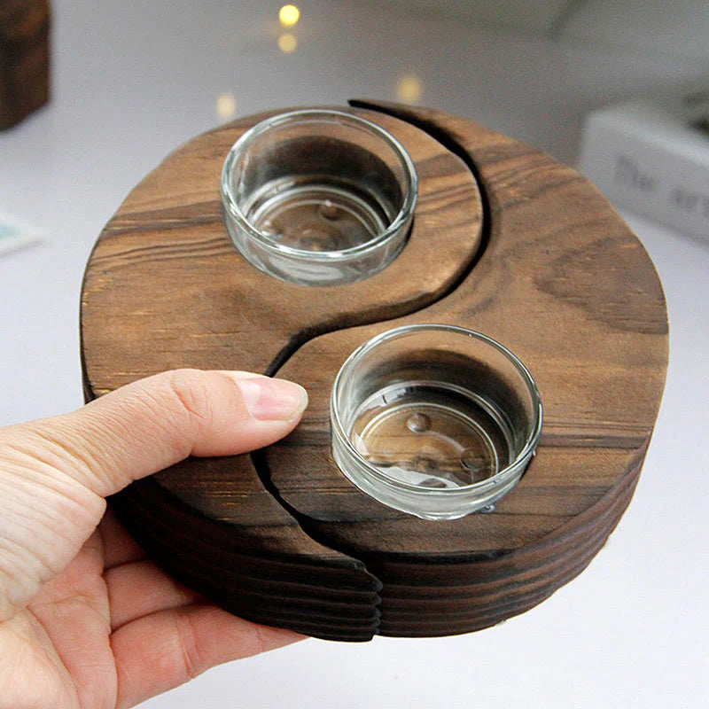 Buddha Stones Yin Yang Wood Candle Holder Meditation Rituals Use Items (Extra 35% Off | USE CODE: FS35)