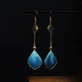 Buddha Stones Handcrafted Silk Art Petal Good Fortune Blessing Dangle Hook Earrings