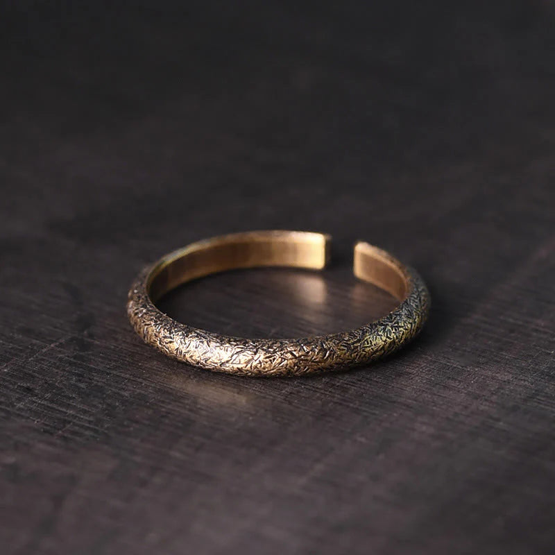 Buddha Stones Tibetan Vintage Texture Design Copper Luck Couple Ring