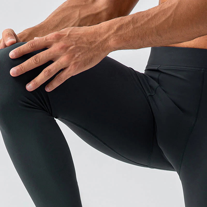Buddha Stones Plain High Waist Elastic Breathable Sports Men's Leggings Pants