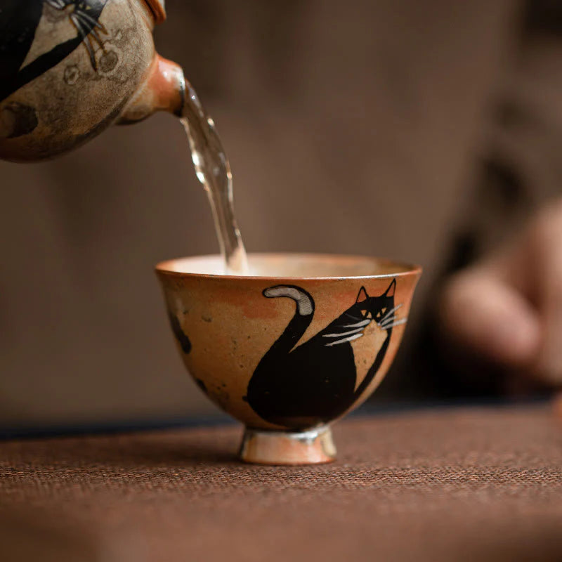 Buddha Stones Small Cute Cat Teacup Kung Fu Tea Cup 60ml
