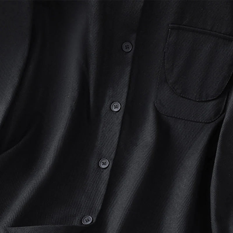 Buddha Stones Casual Women's Long Sleeve Stand Collar Cotton Shirt With Pockets