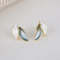 Buddha Stones Leaf Design Luck Stud Earrings