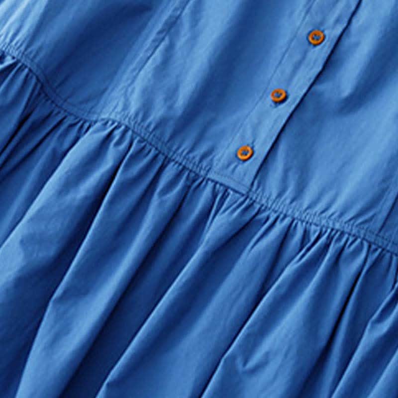 Buddha Stones Summer Buttons Pleated Knee Length Women's Sleeveless Dress With Pockets