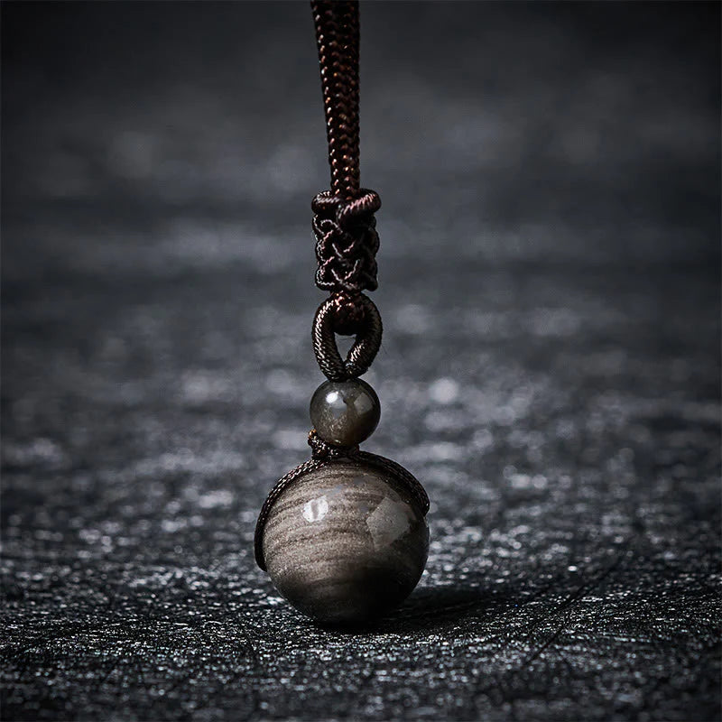 Buddha Stones Tiger's Eye Silver Sheen Obsidian Gold Sheen Obsidian Rainbow Obsidian Positive Necklace Pendant