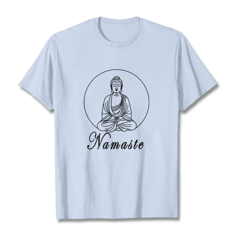 Buddha Stones NAMASTE Buddha Meditating Tee T-shirt