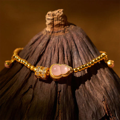 Buddha Stones Copper Brass Plated 24k Gold Beads Gourd Wealth Bracelet