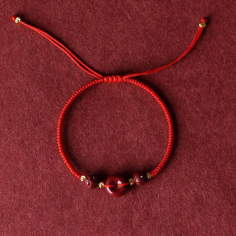Buddha Stones Handmade Lotus Cinnabar Peace Buckle Blessing Braid Bracelet (Extra 35% Off | USE CODE: FS35)