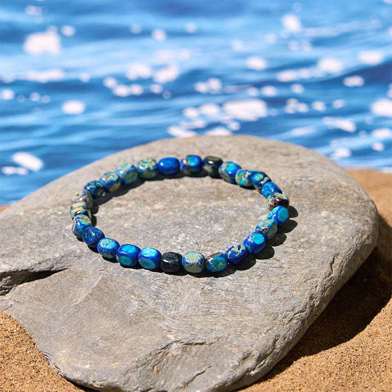 Buddha Stones Natural Colorful Emperor Stone Oval Square Beads Anti-stress Bracelet