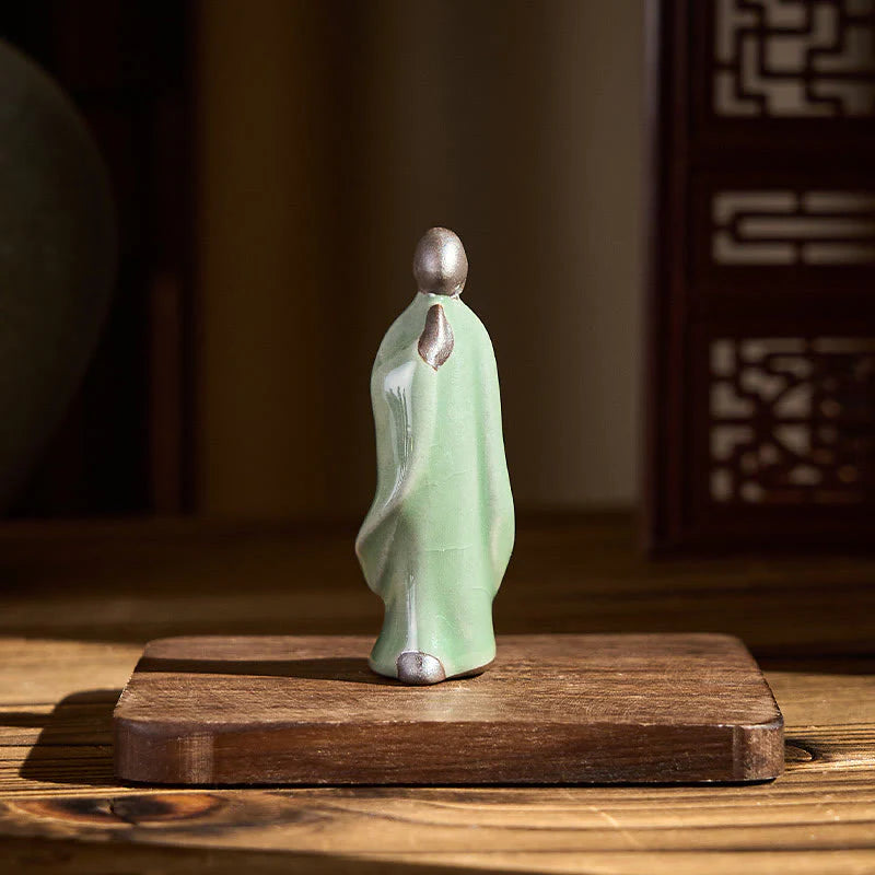 Buddha Stones Meditation Monk Ceramic Statue Serenity Home Decoration