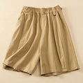 Buddha Stones Summer Casual Loose Plain Cotton Women's Shorts With Pockets