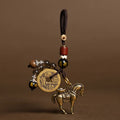 Buddha Stones Year Of The Horse Copper Brass Five-Emperor Coins Om Mani Padme Hum Protection Key Chain