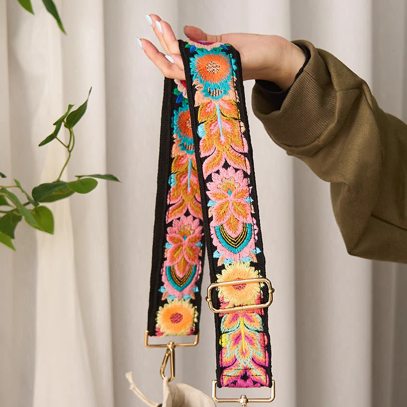 Buddha Stones Multicolor Sunflower Embroidery Adjustable Handbags Crossbody Shoulder Bag Straps