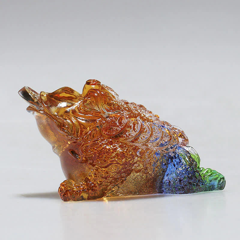 Buddha Stones Feng Shui Frog Handmade Liuli Crystal Art Piece Wealth Home Office Decoration