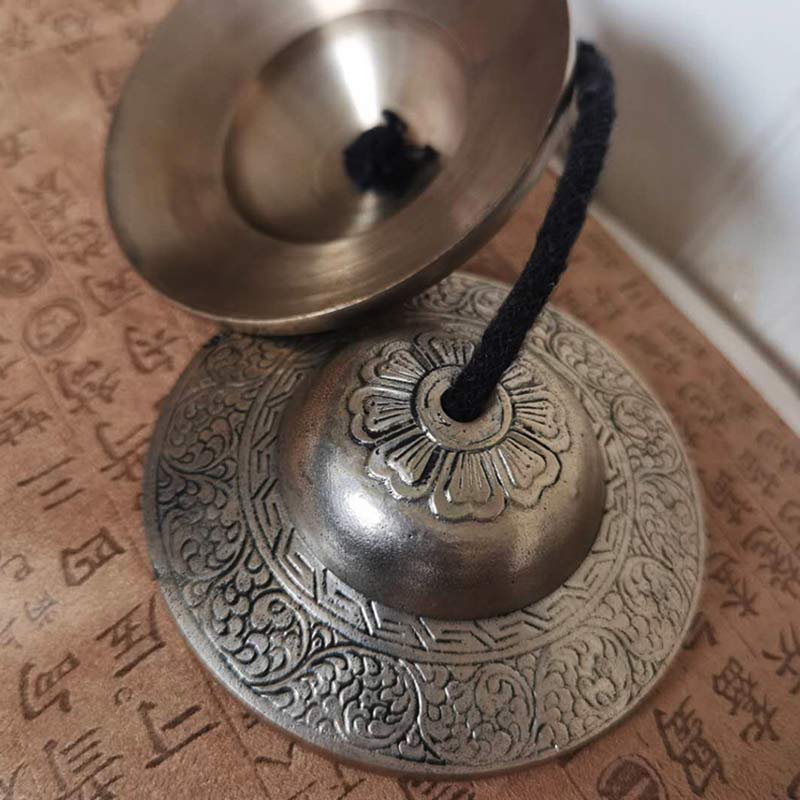 Buddha Stones Tibetan Tingsha Bell Auspicious Cloud Six True Words Copper Wealth Decoration