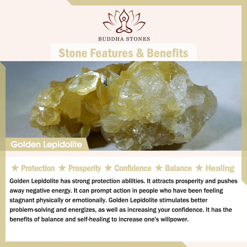 Buddha Stones Natural Golden Lepidolite Protection Prosperity Bracelet