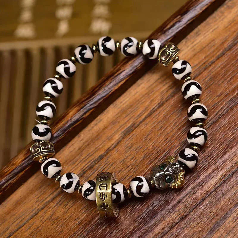 Buddha Stones Vintage Tibetan Dzi Bead Om Mani Padme Hum Blessings Bracelet