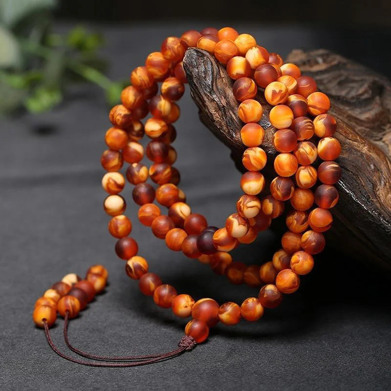 Buddha Stones 108 Tibetan Amber Round Beads Clear Anxiety Mala