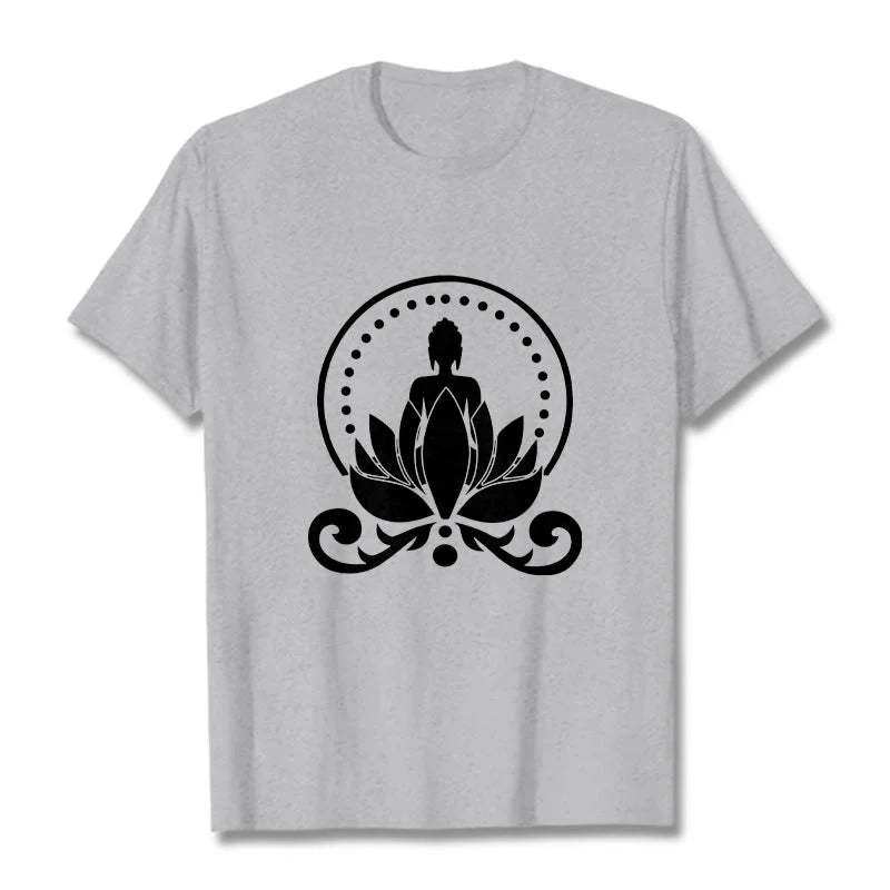 Buddha Stones Meditation Buddha Seated On A Lotus Flower Tee T-shirt