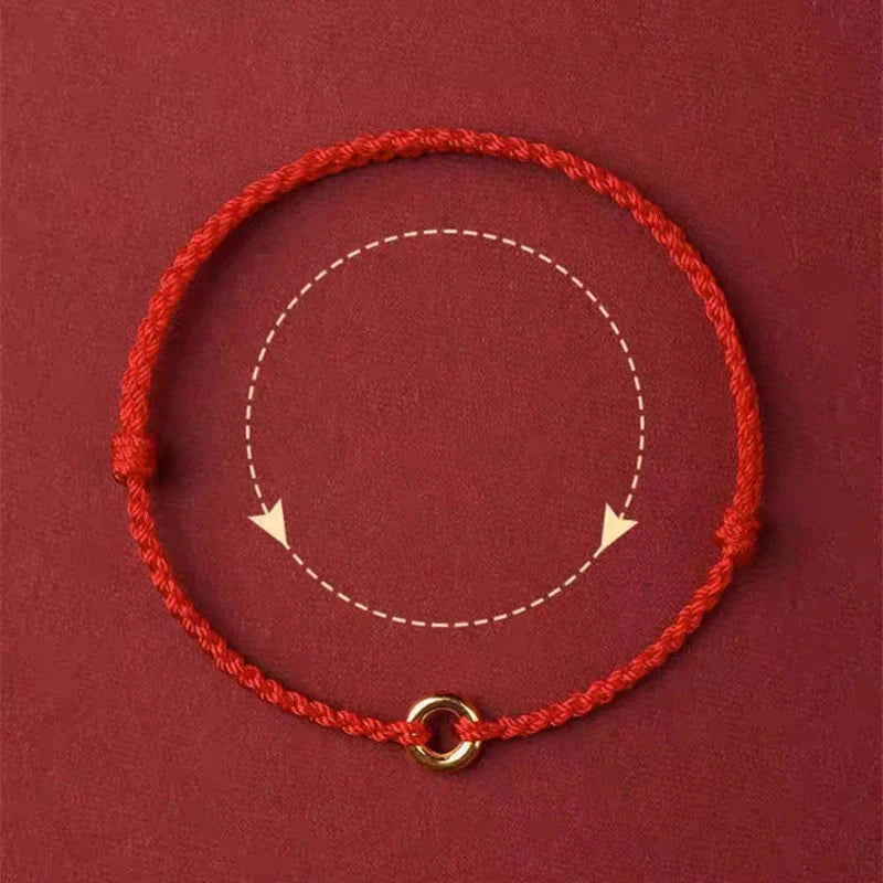Buddha Stones Small Peace Buckle Braided String Adjustable Connection Bracelet Anklet