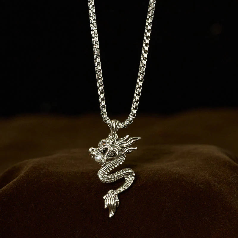 Buddha Stones Dragon Copper Balance Luck Necklace Pendant
