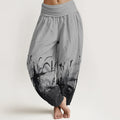 Buddha Stones Cotton Wild Grass Pattern Women's Elastic Waist Harem Pants