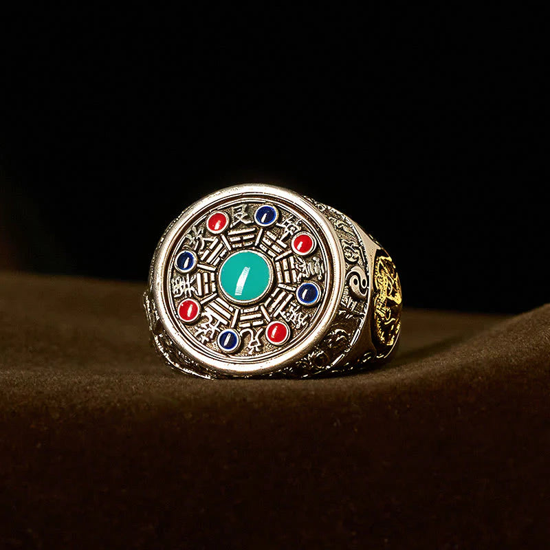 Buddha Stones Copper Bagua Copper Coins Wealth Rotatable Adjustable Ring