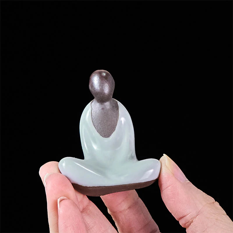 Buddha Stones Small Formless Buddha Meditating Ceramic Statue Zen Home Decoration 4*2.5*5cm