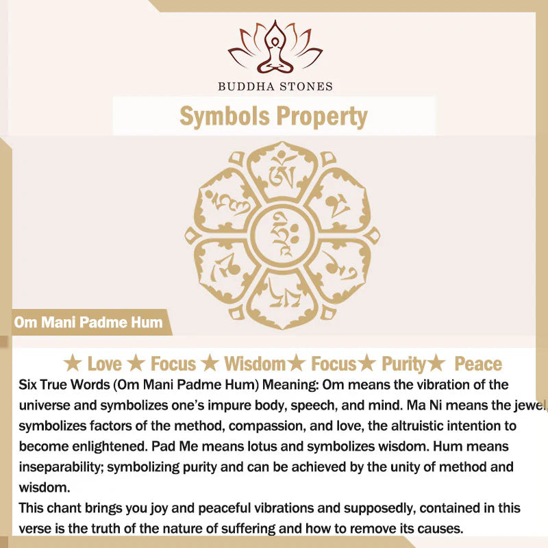 Buddha Stones Tibetan Om Mani Padme Hum Carved Alloy Beads Amulet Bracelet