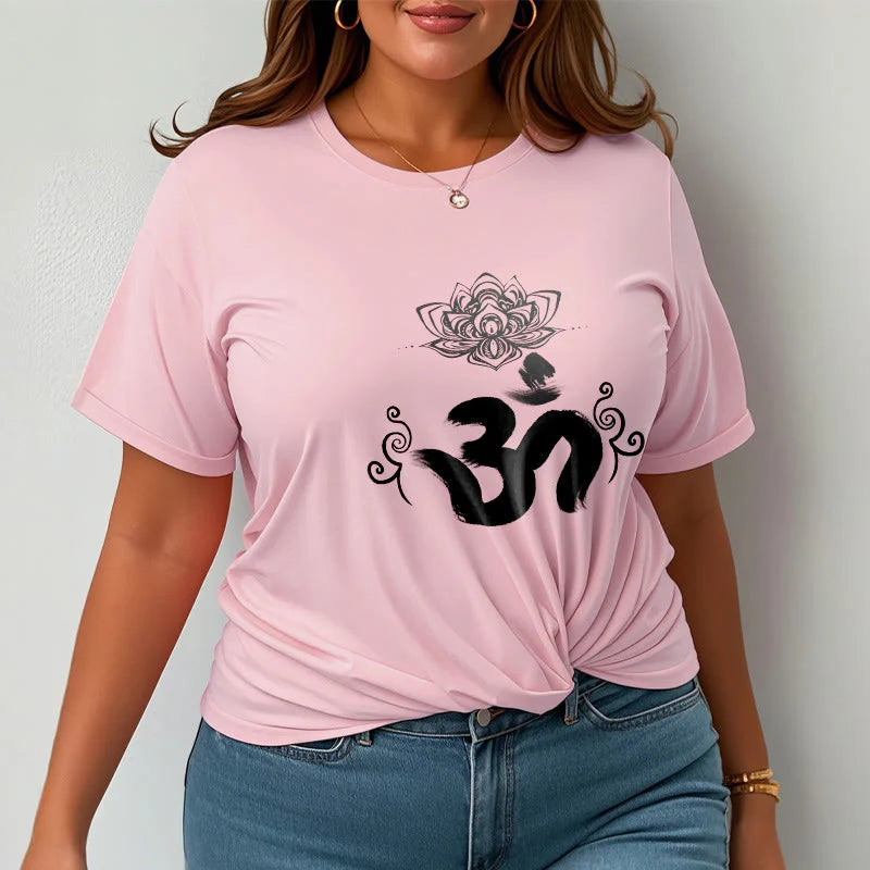 Buddha Stones Om Symbol Sanskrit Floral Tee T-shirt