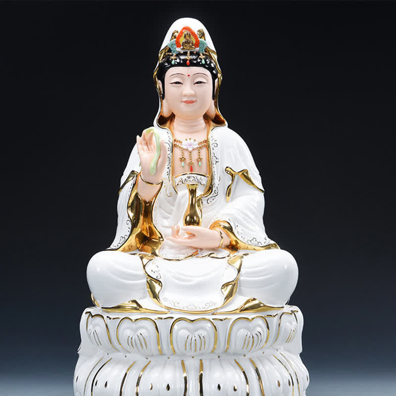 Buddha Stones Chenrezig Bodhisattva Avalokitesvara Success Ceramic Statue Home Decoration
