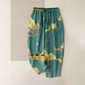 Buddha Stones Cotton Mountain Moon Butterfly Pattern Elastic Waist Women's Pants With Pockets