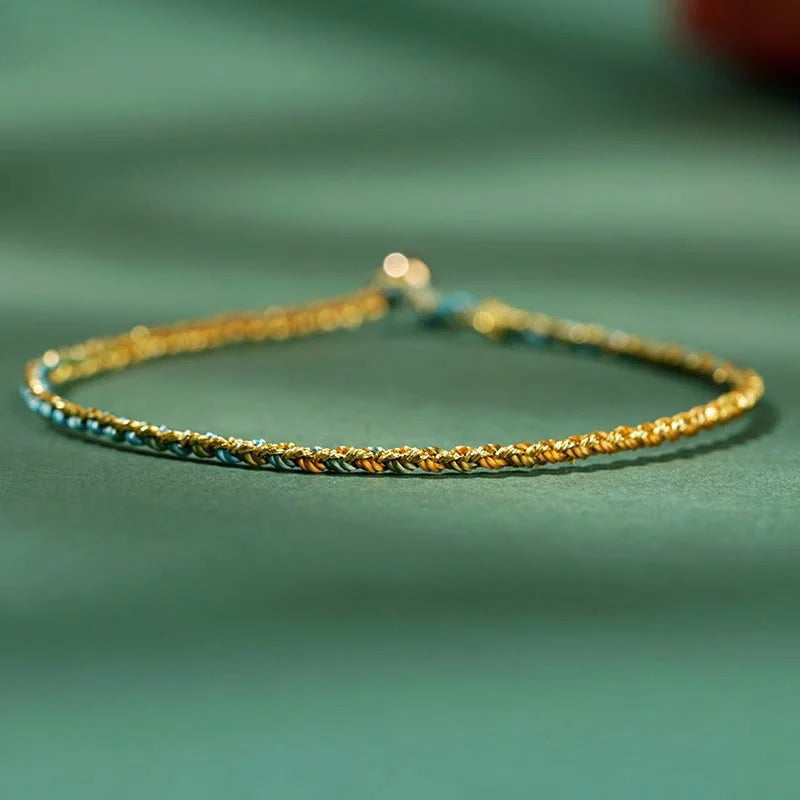 Buddha Stones Colorful Rope Luck Coin Bead Abundance Extra Thin Braided Bracelet