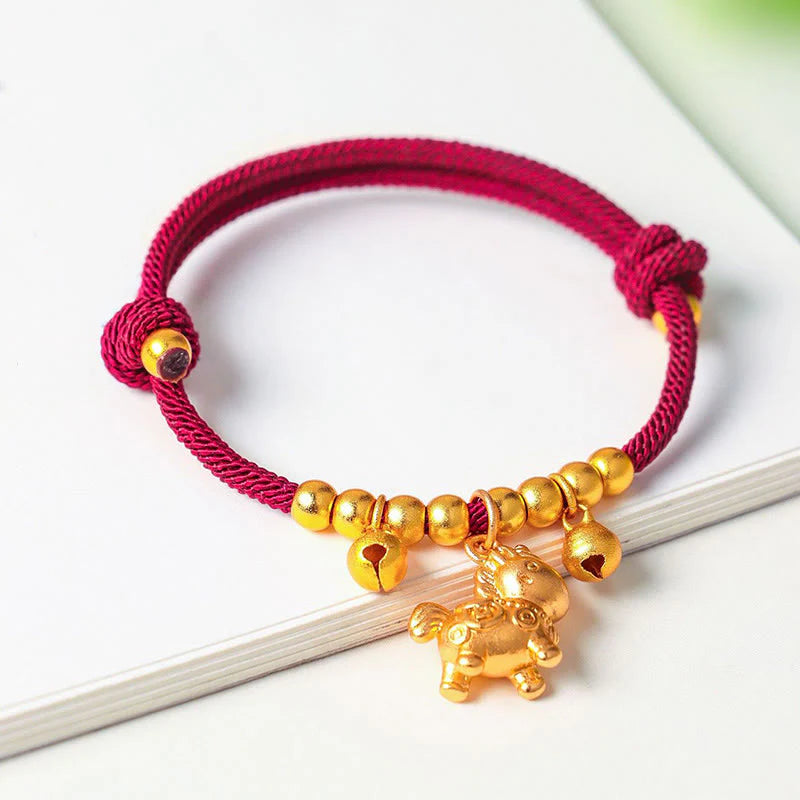 Buddha Stones Year Of The Horse Multiple Horse Styles Rope Luck Strength Adjustable Bracelet