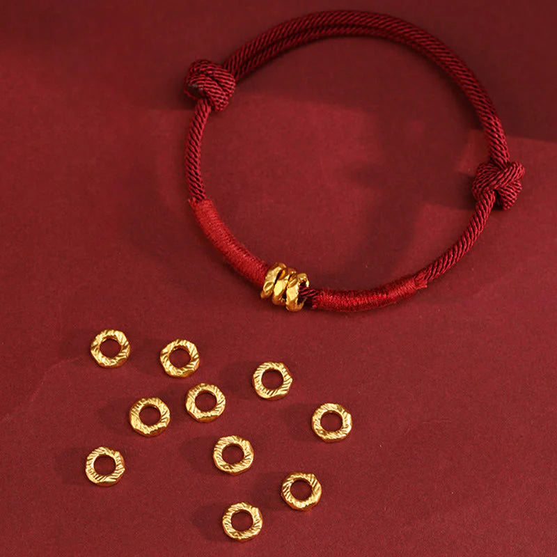 Buddha Stones 999 Gold Ring Design Handmade Luck Braided Red Rope Bracelet Anklet