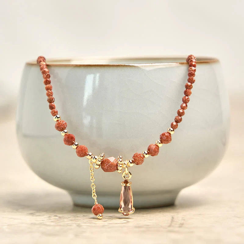 Buddha Stones Natural 2mm Goldstone Beads Positive Multi Layer Bracelet