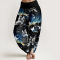 Buddha Stones Pure Cotton Dreamlike Butterfly Line Pattern Women's Elastic Waist Harem Pants