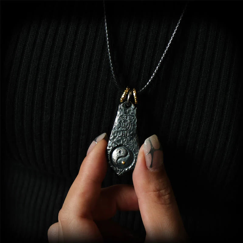 Buddha Stones 999 Sterling Silver 24k Gold Big Dipper Yin Yang Design Harmony Necklace Pendant